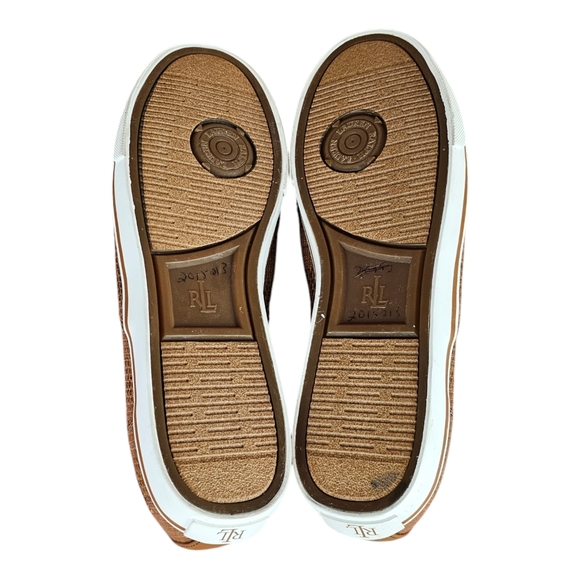 Lauren Ralph Lauren Janis Womens Fashion Slip on Sneakers - Tan - Picture 10 of 11